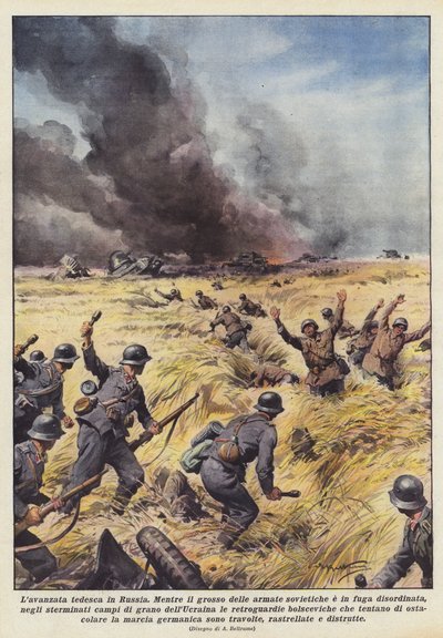 De Duitse opmars in Rusland door Achille Beltrame