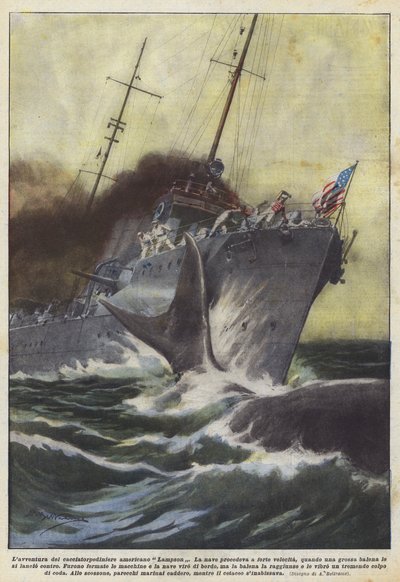 Het avontuur van de Amerikaanse torpedobootjager Lampson door Achille Beltrame