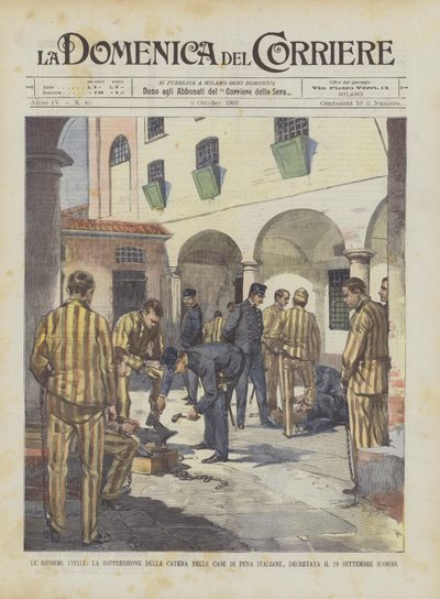 De civiele hervormingen, de afschaffing van de ketting in Italiaanse gevangenissen, decreet van 20 september jl. door Achille Beltrame