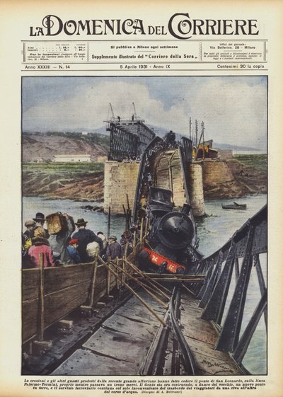 De erosie en andere schade veroorzaakt door de recente grote overstroming hebben de brug doen instorten door Achille Beltrame