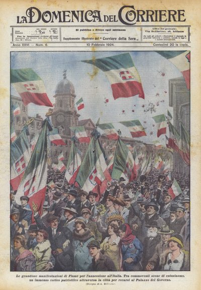 De grootse manifestaties van Fiume voor de annexatie bij Italië door Achille Beltrame