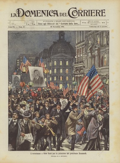 Het enthousiasme in New York voor de herverkiezing van president Roosevelt door Achille Beltrame