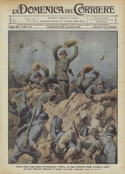 De epische verdediging van de alpini van het Feltre bataljon op Cima Valderoa door Achille Beltrame