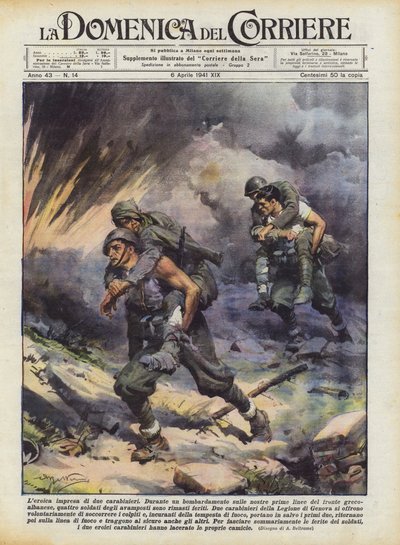 De heroïsche daad van twee carabinieri door Achille Beltrame