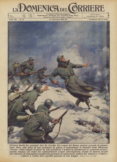 De heroïsche dood van generaal Ugo De Carolis door Achille Beltrame