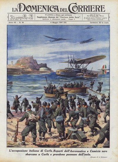 De Italiaanse bezetting van Corfu door Achille Beltrame