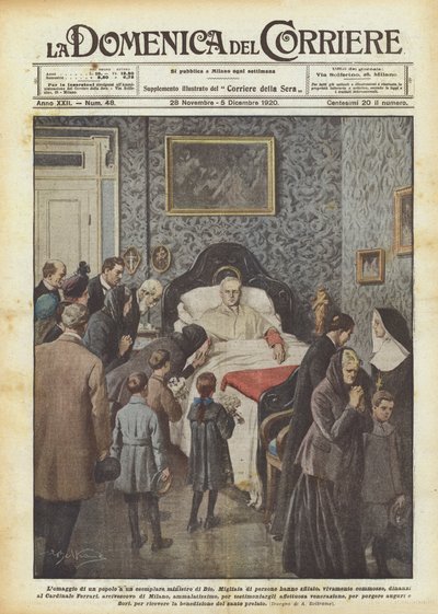Het eerbetoon van een volk aan een voorbeeldige dienaar van God door Achille Beltrame