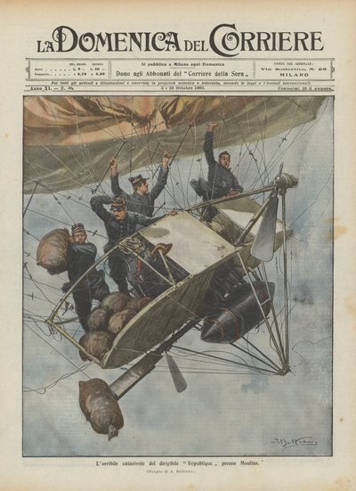 De verschrikkelijke ramp van het luchtschip République bij Moulins door Achille Beltrame