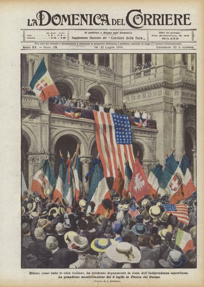 Milaan, zoals alle Italiaanse steden, vierde waardig de Amerikaanse Onafhankelijkheidsdag door Achille Beltrame