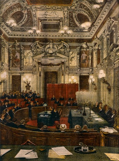 Nieuwe gemeenteraad van Milaan in zitting door Achille Beltrame
