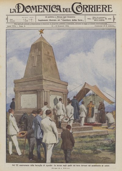 Op de XXe verjaardag van de slag bij Agordat, de mis op de wallen van het fort voor het monument voor de gevallenen door Achille Beltrame