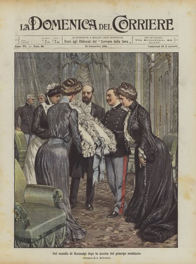 In het kasteel van Racconigi na de geboorte van de kroonprins door Achille Beltrame