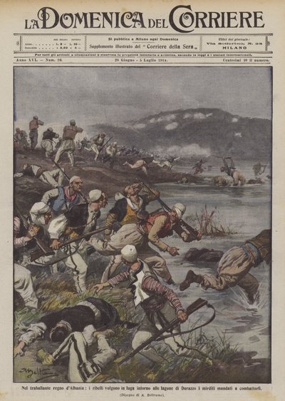 In het wankele koninkrijk Albanië, de rebellen vluchten rond de lagunes van Durrës door Achille Beltrame