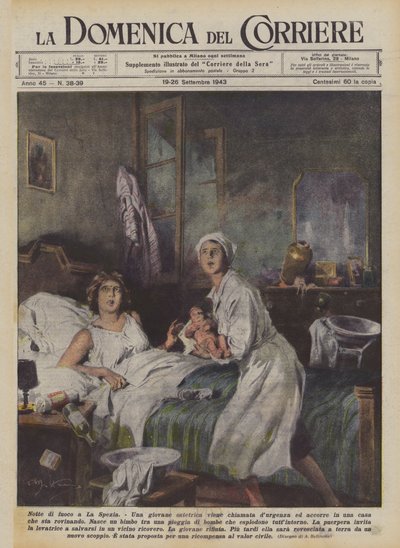 Nacht van vuur in La Spezia door Achille Beltrame