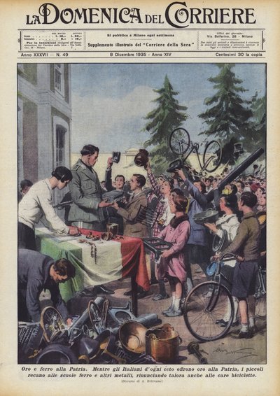 Goud en ijzer voor het vaderland door Achille Beltrame