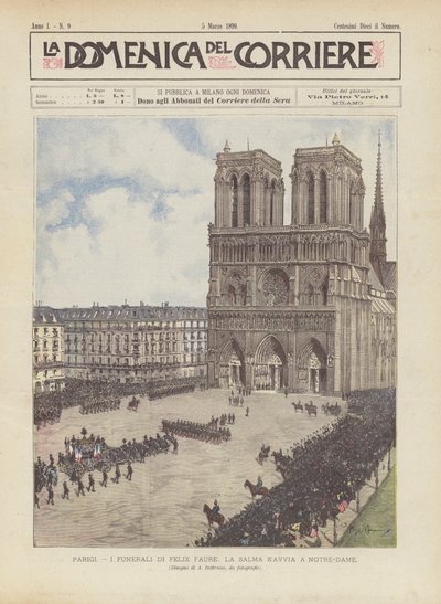 Parijs, de begrafenis van Félix Faure, de stoet op weg naar Notre-Dame door Achille Beltrame