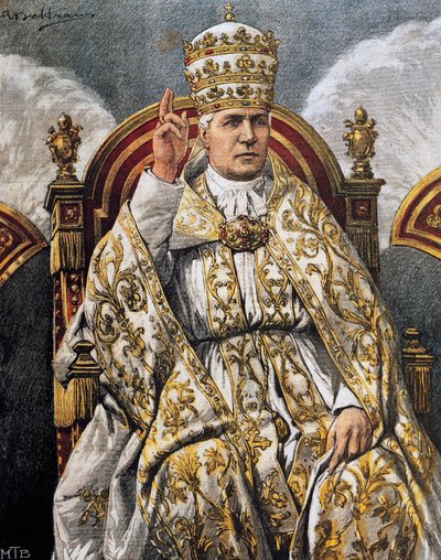 Portret van paus Pius X (Giuseppe Melchiorre Sarto, Riese) door Achille Beltrame