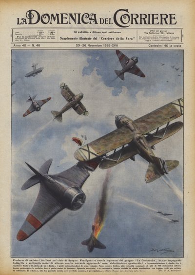 Heldendaden van Italiaanse piloten in de lucht van Spanje door Achille Beltrame