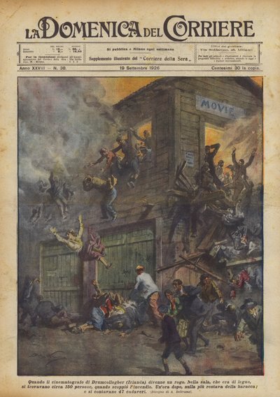 Toen de bioscoop van Drumcollogher (Ierland) een brandstapel werd door Achille Beltrame