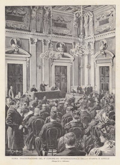 Rome, inauguratie van het 6e Internationale Perscongres (5 april) door Achille Beltrame