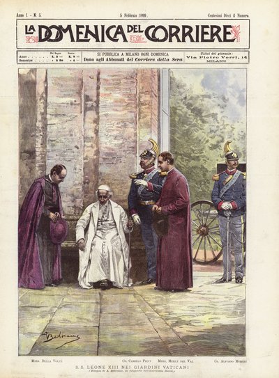 Paus Leo XIII in de Vaticaanse tuinen door Achille Beltrame