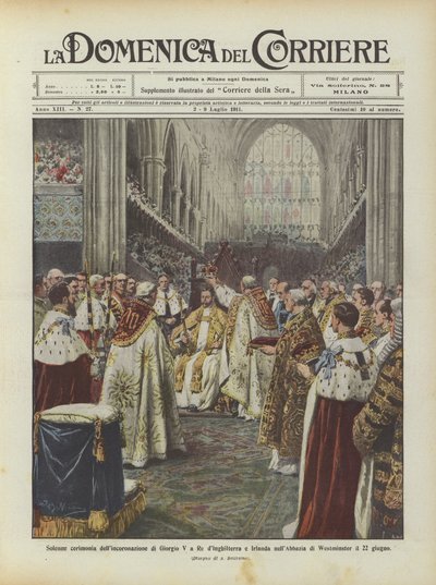 Plechtige ceremonie van de kroning van George V tot koning van Engeland en Ierland in de abdij door Achille Beltrame