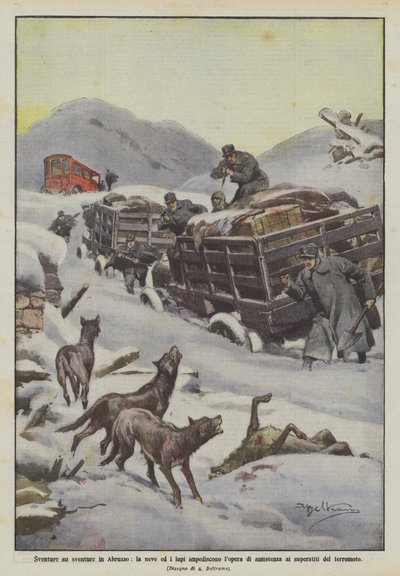 Ramp na ramp in Abruzzo, sneeuw en wolven belemmeren hulp aan aardbevingsslachtoffers door Achille Beltrame