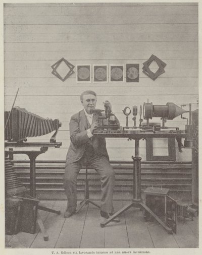 T A Edison Werkt Aan Een Nieuwe Uitvinding door Achille Beltrame