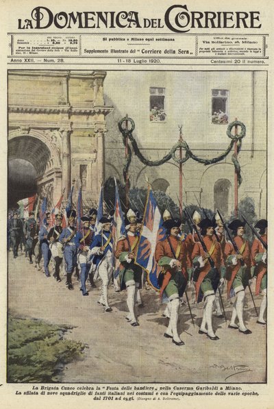 De Brigata Cueno viert de Festa delle Bandiere door Achille Beltrame