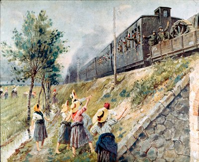 De passage van de Italiaanse militaire trein door Achille Beltrame