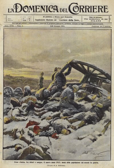 Het nieuwe jaar 1915 met de helft van de wereldbevolking in oorlog door Achille Beltrame