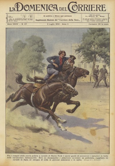 Een van de taken van de nieuwe bereden politie van New York is ook het redden van ruiters door Achille Beltrame