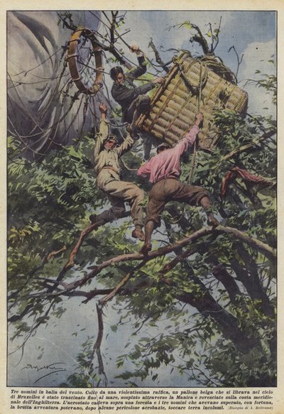 Drie mannen overgeleverd aan de wind door Achille Beltrame