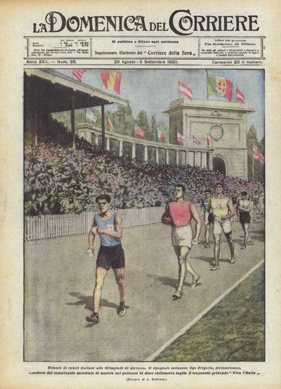 Triomf van Italiaanse kleuren op de Olympische Spelen van Antwerpen door Achille Beltrame