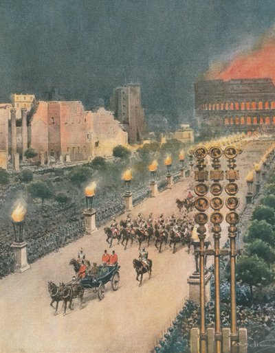 Triomfantelijke intocht van Adolf Hitler in Rome, illustratie uit 