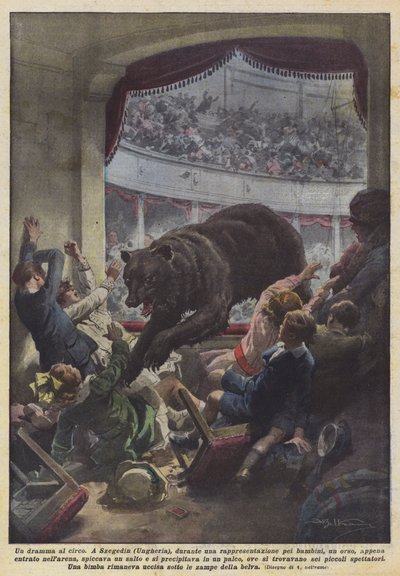 Een drama in het circus door Achille Beltrame