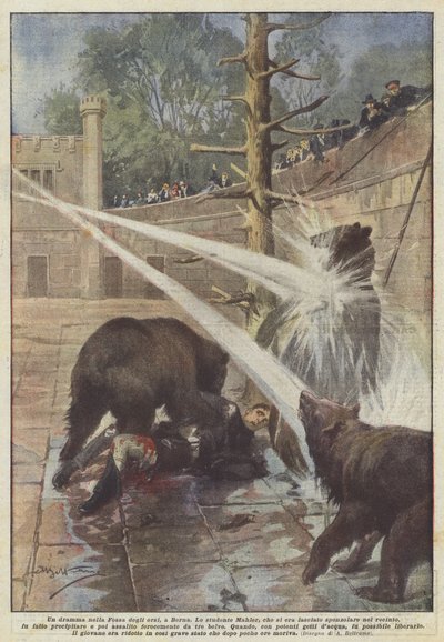 Een drama in de berenkuil in Bern door Achille Beltrame