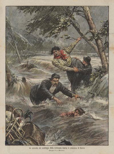 Een episode van de stortbui van vorige week in de provincie Cuneo door Achille Beltrame