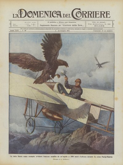 Een ongekend feit, Franse piloot aangevallen door een adelaar op 2000 meter hoogte door Achille Beltrame