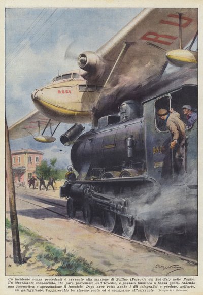 Een ongekend incident vond plaats op het station van Zollino (Zuid-Oost Spoorwegen) in Apulië door Achille Beltrame