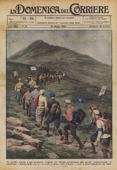 Een vreedzame aanval op een berg door Achille Beltrame