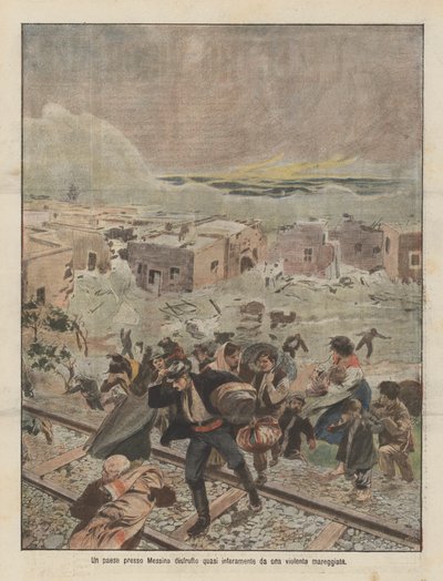 Een dorp bij Messina bijna volledig verwoest door een hevige stormvloed door Achille Beltrame