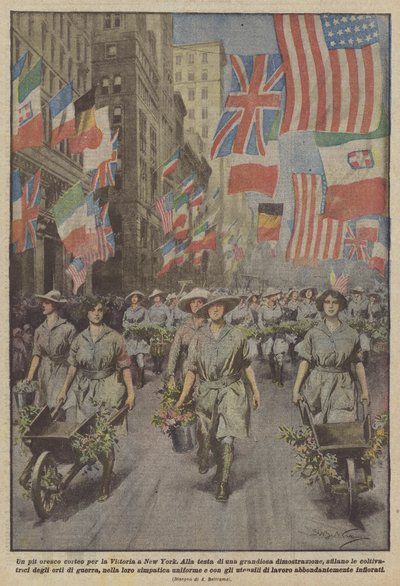 Een schilderachtige optocht voor de overwinning in New York door Achille Beltrame