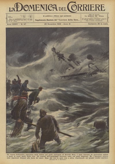 Een Brits stoomschip, beschut tegen de storm in de Noorse haven van Breivik Botn door Achille Beltrame