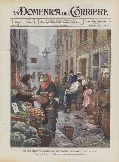 Een van de Meest Kenmerkende Straten van de Italiaanse Wijk (Saffron Hill) in Londen door Achille Beltrame
