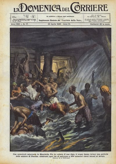 Een mijnramp in Mantsjoerije door Achille Beltrame