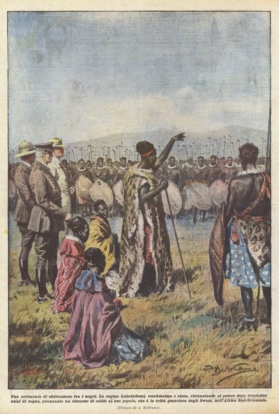 Een abdicatieceremonie onder de zwarten door Achille Beltrame