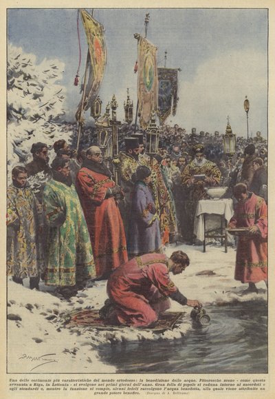 Een van de meest karakteristieke ceremonies van de orthodoxe wereld, de waterzegen door Achille Beltrame