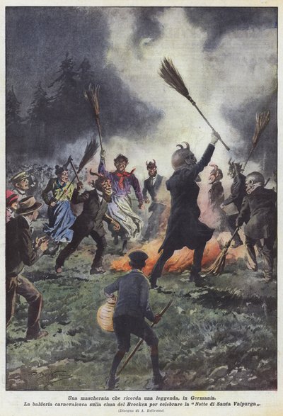 Een gemaskerd bal dat herinnert aan een legende, in Duitsland door Achille Beltrame