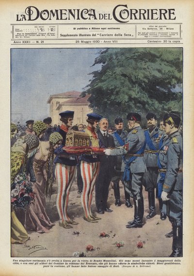 Een bijzondere ceremonie vond plaats in Lucca tijdens het bezoek van Benito Mussolini door Achille Beltrame